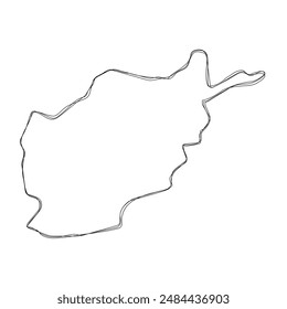 Afghanistan country simplified map.Thin triple pencil sketch outline isolated on white background. Simple vector icon