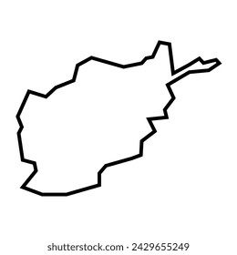 Afghanistan country thick black outline silhouette. Simplified map. Vector icon isolated on white background.