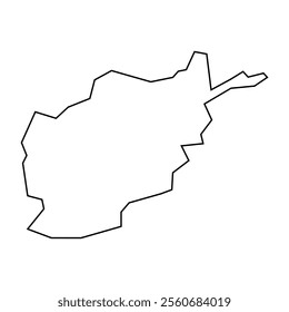 Afghanistan country thin black outline silhouette. Simplified map. Vector icon isolated on white background.