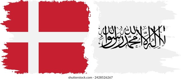 Afghanistan and Denmark grunge flags connection, vector