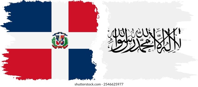 Afghanistan and Dominican Republic grunge flags connection, vector