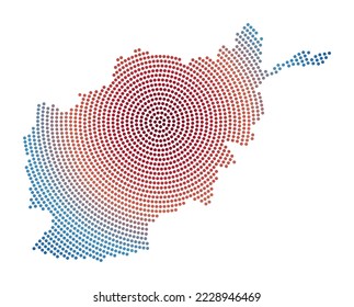 Afghanistan dotted map. Digital style shape of Afghanistan. Tech icon of the country with gradiented dots. Awesome vector illustration.
