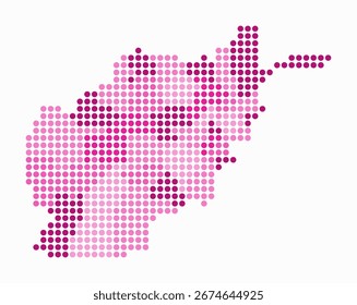 Afghanistan dotted map. Digital style map of the country on white background. Afghanistan shape with circle dots. Colored dots style. Large size circles. Awesome vector illustration.