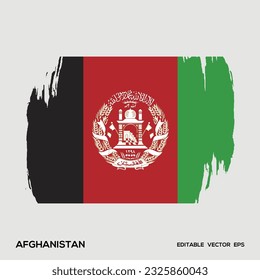 Afghanistan Flag Brush Vector Illustration, Afghanistan flag brush stroke