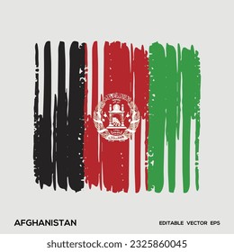 Afghanistan Flag Brush Vector Illustration, Afghanistan flag brush stroke