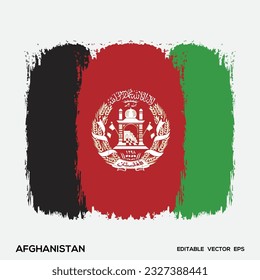 Afghanistan Flag Brush Vector Illustration, Afghanistan flag brush stroke