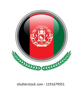 Afghanistan flag button. Afghanistan flag icon. Vector illustration of Afghanistan flag on white background. 