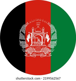 Afghanistan flag in circle shape isolated  on  transparent  background