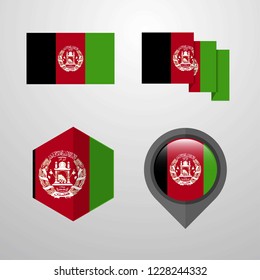 Afghanistan flag design set vector