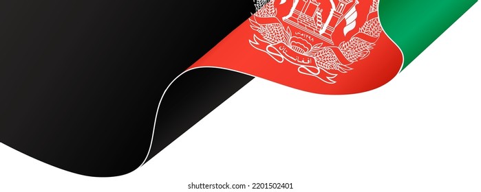 Afghanistan flag flying on white background