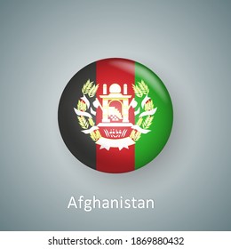 Afghanistan flag icon circle 3d gradient isolated