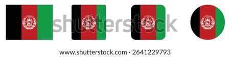 Afghanistan flag icon set. Afghanistan or AF flag icon. Afghanistan country Flags.	