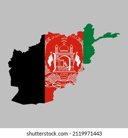 Bandera de Afganistán dentro del mapa fronterizo afgano ilustración vectorial 