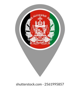 Afghanistan flag location pin, flag application, Flag on Location Pin, graphic design, map pointer, vector illustration.