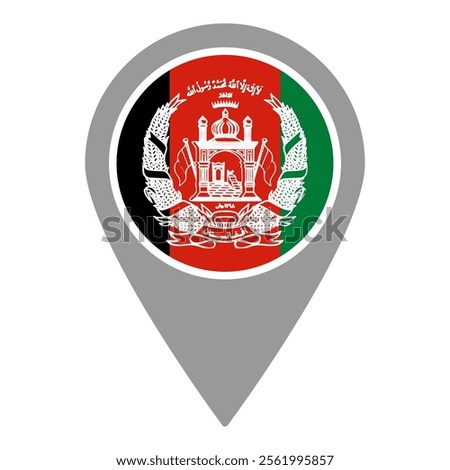 Afghanistan flag location pin, flag application, Flag on Location Pin, graphic design, map pointer, vector illustration.