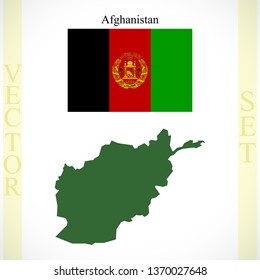 afghanistan flag and map, abstract vector art illustration