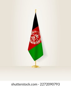 Afghanistan flag on a flag stand. Vector illustration.