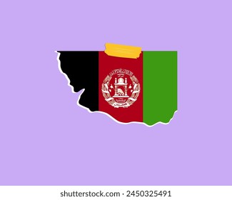 Afghanistan flag paper texture, single-piece element, vector design, Afghanistan flag taped on wall, decoration or celebration idea