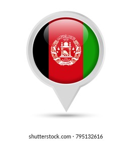 Afghanistan Flag Round Pin Vector Icon - Illustration