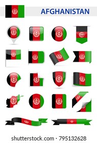 Afghanistan Flag Set - Vector Illustration