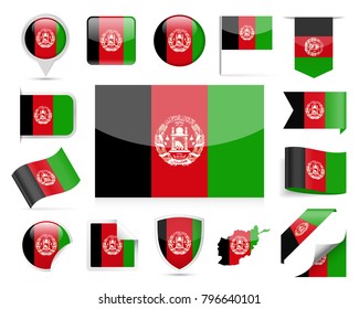 Afghanistan Flag Set - Vector Illustration