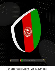 Afghanistan Flag Shield icon in 3D on Dark Modern Abstract Rugby Background. Perfect for sports events, heritage themes, national celebrations, and patriotic designs.