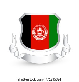 Afghanistan Flag In Shield. Vector illustration.