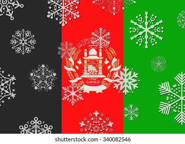 afghanistan flag with snowflakes