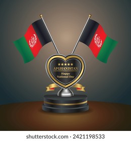 Afghanistan-Flagge in einem Stand auf dem Tisch. Vektorgrafik