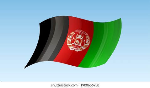 Afghanistan flag state symbol isolated on background national banner. Greeting card National Independence Day of the Islamic Republic of Afghanistan. Illustration banner with realistic state flag.