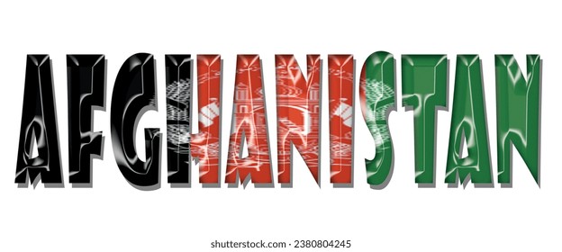 AFGHANISTAN flag text font, 3D AFGHANISTAN colorful background, AFGHANISTAN flag vector illustration