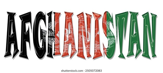 Afghanistan flag text font, 3D Afghanistan flag colorful background, Afghanistan flag vector illustration
