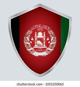 Afghanistan Flag Vector Shield Icon. asia. vector illustration. 
vector shadow. gray background. 3d. eps10.