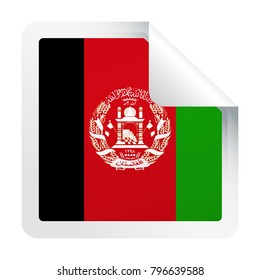 Afghanistan Flag Vector Square Corner Paper Icon - Illustration
