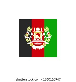 Afghanistan flag vector square icon - illustration. Flag of Afghanistan. Abstract concept, icon, square, button
