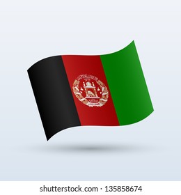 Afghanistan flag waving form on gray background. Vector illustration.