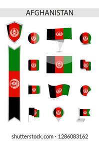 Afghanistan Flat Flag Collection. Flat flags vector illustration.