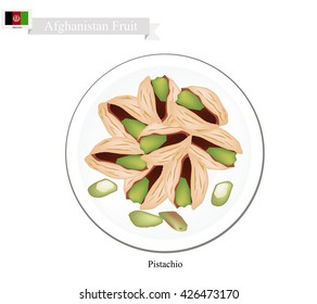 Afghanistan Fruit, Illustration of Pistachio. One of The Most Popular Nuts in Afghanistan.