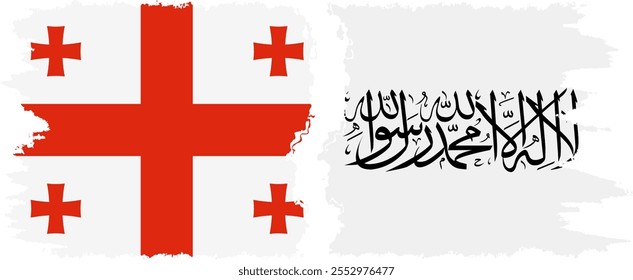 Afghanistan and Georgia grunge flags connection, vector