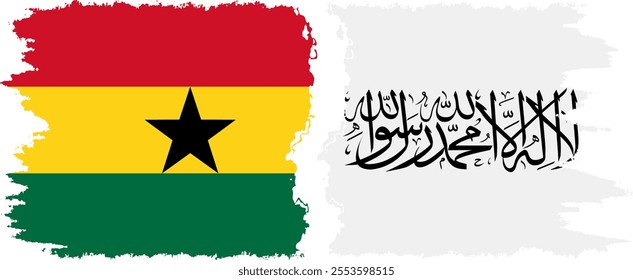 Afghanistan and Ghana grunge flags connection, vector