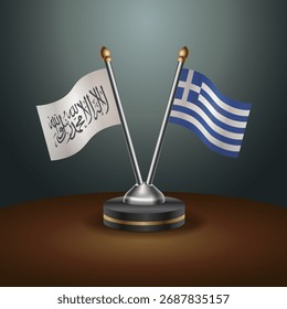 Afghanistan and Greece table flags relation  with gradient backgrund. Vector Illustration
