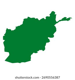 Mapa verde de Afganistán. Vector del mapa de Afganistán. Mapa de Afganistán sobre fondo blanco