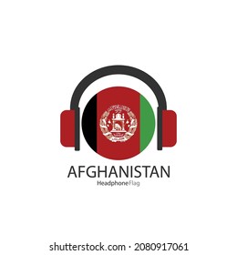 Afghanistan headphone flag vector on white background. 
