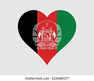 Afghanistan Heart Flag. Afghan Love Shape Country Nation National Flag. Islamic Republic of Afghanistan Banner Icon Sign Symbol. EPS Vector Illustration.