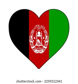 Afghanistan Heart Shape Flag. Love Afghanistan. Visit Afghanistan. South Asia. Asia. Vector Illustration Graphic Design.