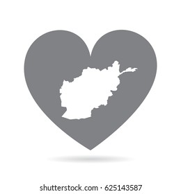Afghanistan heart. Heart shape icon with white map