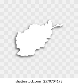 Afghanistan high detailed vector representation of country silhouette. White color on transparent background with dropped shadow. For educational, decorative, or informational use.