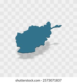 Afghanistan high detailed vector representation of country silhouette. 3D map on transparent background with dropped shadow. For educational, decorative, or informational use.