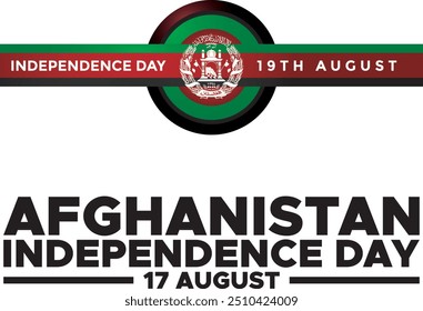 Afghanistan Independence Day, 17 August, greeting card, stock illustration, Afghanistan Independence Day editable template. eps file.
