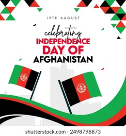 Afghanistan Independence day background, post. 19th August Afghan independence day celebration banner with afghan flags, Abstract design